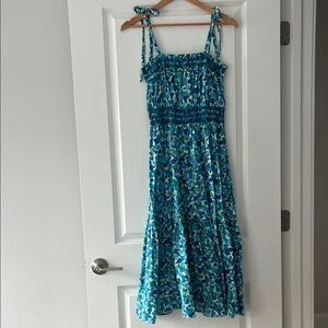 J.Crew Green and Blue Maxi Dress with Tie Straps
